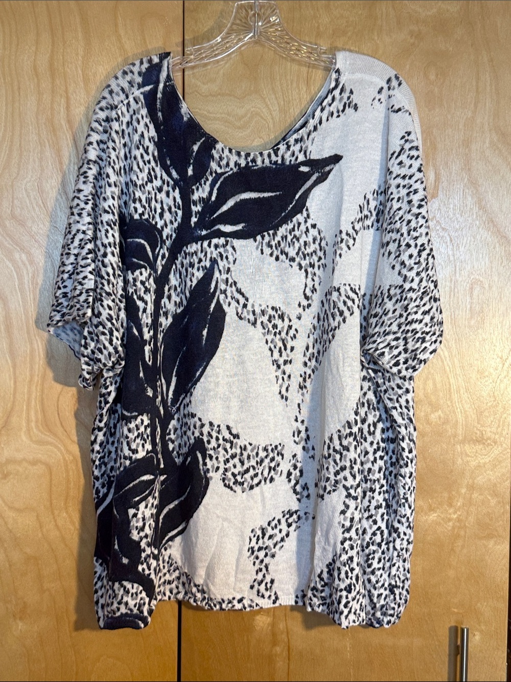 Nic + Zoe Blue floral print linen blend summer top